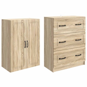 Szekrény szett 2 pcs sonoma tölgy 66 x 34,5 x 87 cm szerelt fa