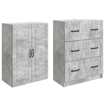 Szekrény szett 2 pcs betonszürke 66 x 34,5 x 87 cm szerelt fa