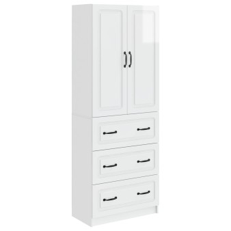 Szekrény szett 2 pcs magasfényű fehér 66 x 34,5 x 87 cm