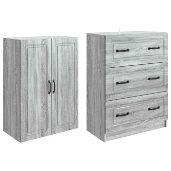 Szekrény szett 2 pcs szürke sonoma 66 x 34,5 x 87 cm szerelt fa