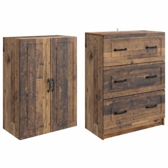 Szekrény szett 2 pcs antik fa 66 x 34,5 x 87 cm szerelt fa