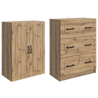 Szekrény szett 2 pcs kézműves tölgy 66 x 34,5 x 87 cm