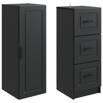 Szekrény szett 2 pcs fekete 33 x 34,5 x 87 cm szerelt fa