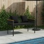 Kerti pad párnával fekete 117 x 54 x 74.5 cm polirattan