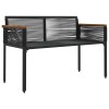 Kerti pad párnával fekete 117 x 54 x 74.5 cm polirattan