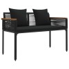 Kerti pad párnával fekete 117 x 54 x 74.5 cm polirattan