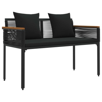 Kerti pad párnával fekete 117 x 54 x 74.5 cm polirattan