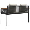 Kerti pad fekete és krémfehér 117 x 54 x 74.5 cm polirattan