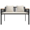 Kerti pad fekete és krémfehér 117 x 54 x 74.5 cm polirattan