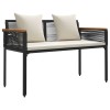 Kerti pad fekete és krémfehér 117 x 54 x 74.5 cm polirattan