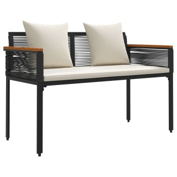Kerti pad fekete és krémfehér 117 x 54 x 74.5 cm polirattan