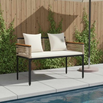 Kerti pad beige és krémszínű 117 x 54 x 74.5 cm polirattan