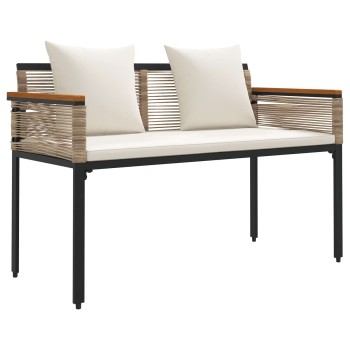 Kerti pad beige és krémszínű 117 x 54 x 74.5 cm polirattan