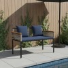Kerti pad szürke és sötétkék 117 x 54 x 74.5 cm polirattan