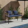 Kerti pad szürke és sötétkék 117 x 54 x 74.5 cm polirattan
