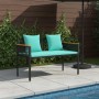 Kerti pad fekete és türkiz 117 x 54 x 74.5 cm polirattan