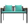 Kerti pad fekete és türkiz 117 x 54 x 74.5 cm polirattan