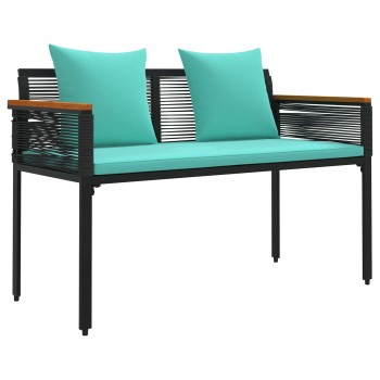 Kerti pad fekete és türkiz 117 x 54 x 74.5 cm polirattan