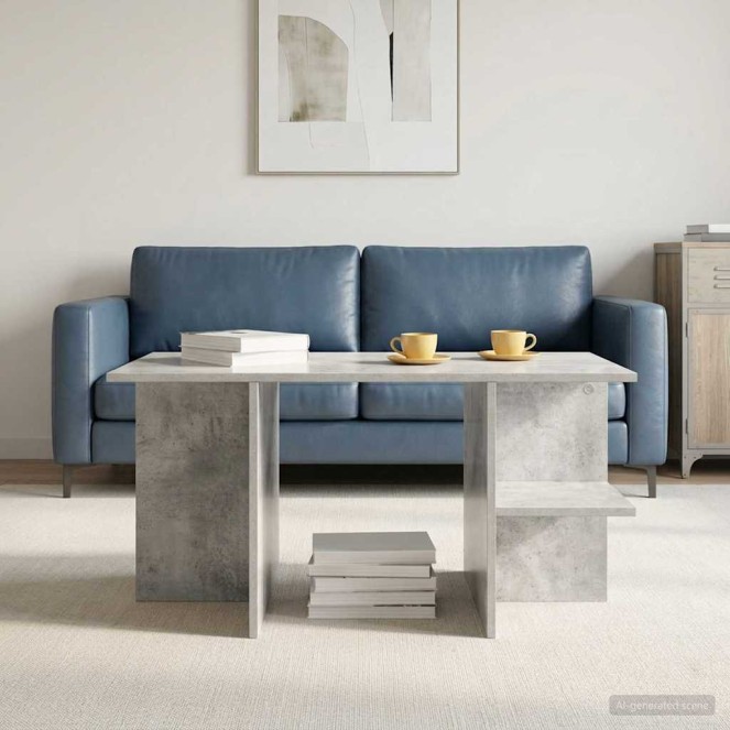 Dohányzóasztal betonszürke 87 x 50 x 45 cm mérnöki fa