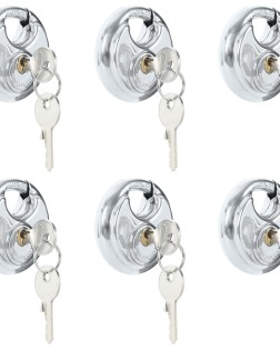 Disk zár kulcsokkal 6 pcs ezüst 7 x 2.4 x 7 cm