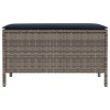 Kerti lábtartó szürke és sötétkék 80 x 38 x 42 cm pe rattan