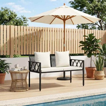 Kültéri padok 2 -seater 116 x 56 x 75 cm polirattan