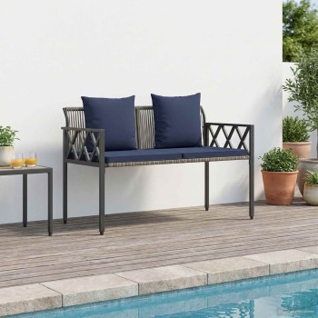 Kültéri padok 2 -seater 116 x 56 x 75 cm polirattan