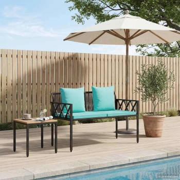 Kültéri padok 2 -seater 116 x 56 x 75 cm polirattan