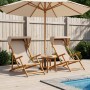 Hintaágy 2 pcs 3 pozíció tömör eukaliptusz fa bézs