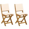 Kültéri bistro székek párnával 2 pcs krémfehér 38 x 46 x 85 cm