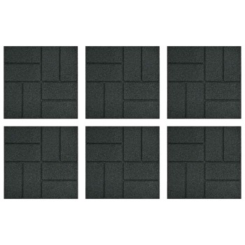 Lépőkő 6 pcs fekete 40,5 x 40,5 x 2 cm gumi