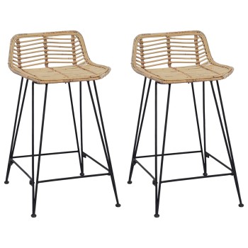 Bárszék 2 pcs természetes 44 x 45 x 76 cm rattan és acél