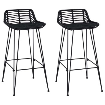 Bárszék 2 pcs fekete 44 x 46 x 91 cm rattan és acél