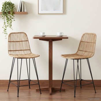 Bárszék 2 pcs természetes 44 x 54 x 96 cm rattan és acél