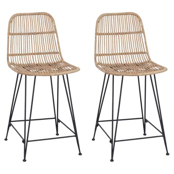 Bárszék 2 pcs természetes 44 x 54 x 96 cm rattan és acél