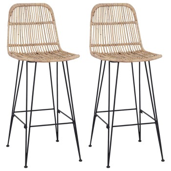Bárszék 2 pcs természetes 44 x 55 x 109 cm rattan és acél