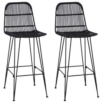 Bárszék 2 pcs fekete 44 x 55 x 109 cm rattan és acél