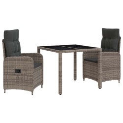 Kültéri étkező szett 3 pcs pe rattan és porbevonatos acél