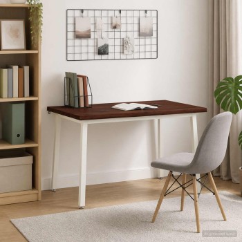 110 x 55 x 75 cm tömör akácfa sötétbarna és fehér négyszögletes