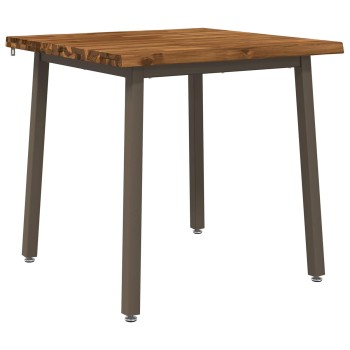 70 x 70 x 75 cm tömör akácfa természetes és kávé négyzet