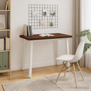 110 x 55 x 75 cm tömör akácfa sötétbarna és fehér négyszögletes