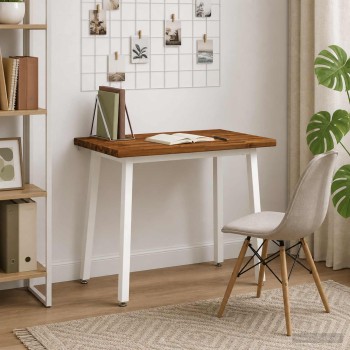 110 x 55 x 75 cm tömör akácfa természetes és fehér