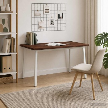 140 x 70 x 75 cm tömör akácfa sötétbarna és fehér négyszögletes