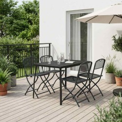Kültéri bútor szett 5 pcs antracitszürke vas és acél