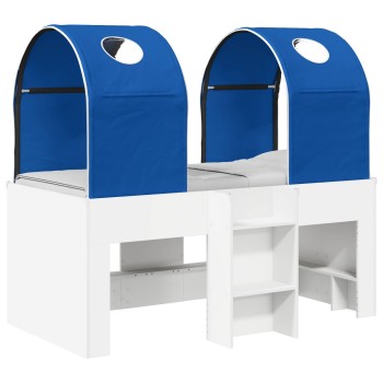 Ágy alagúttal 4 pcs fehér és kék szerelt fa
