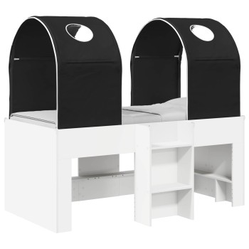 Ágy alagúttal 4 pcs fehér és fekete szerelt fa