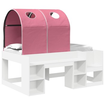 Ágy alagúttal 4 pcs fehér és rózsaszín szerelt fa