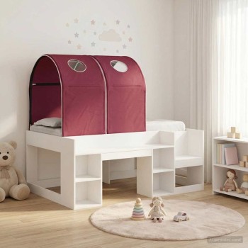 Ágy alagúttal 4 pcs fehér és piros szerelt fa