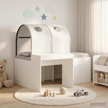 Ágy alagúttal 4 pcs artisian tölgy és fehér szerelt fa
