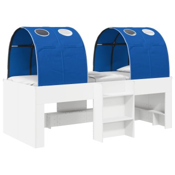 Ágy alagúttal 4 pcs fehér és kék szerelt fa